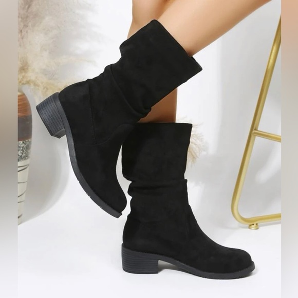 New Suedette Slip On Slouchy Boots - Picture 3 of 7